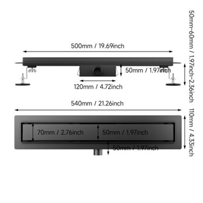 Efficient 2-in-1 Siphonic Drain Modern Shower Design L 60cm