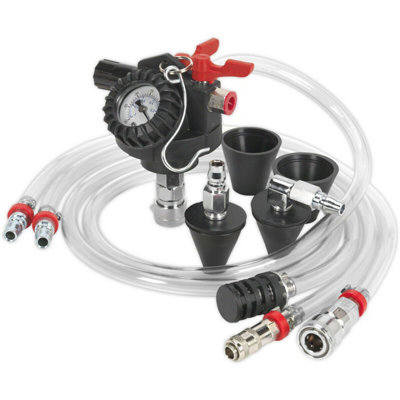 Efficient Air Powered Cooling System Filler with 1/4" BSP Inlet and Radiator Vacuum Tool