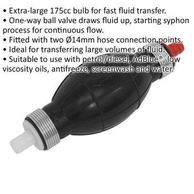 Efficient Large Capacity Fluid Transfer Tool with One-Way Ball Valve for Continuous Flow