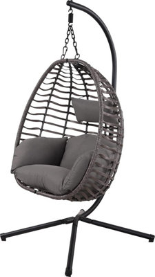 Egg Chair Swing Indoor Outdoor Comfy Sturdy Base Garden Patio Chair Hanging Furniture & Leisure Grey