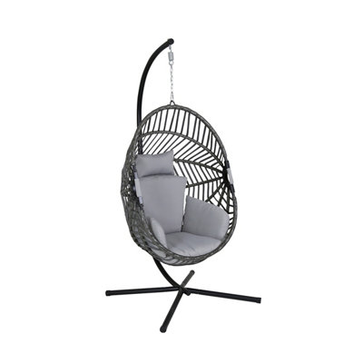 Egg Shaped Swing Chair Grey Hanging Seat - 4