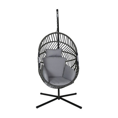 Egg Shaped Swing Chair Grey Hanging Seat - 5