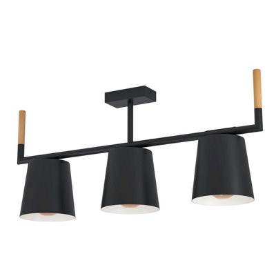 EGLO 3 Set Ceiling Light E27 Black Wood LACEY (21)