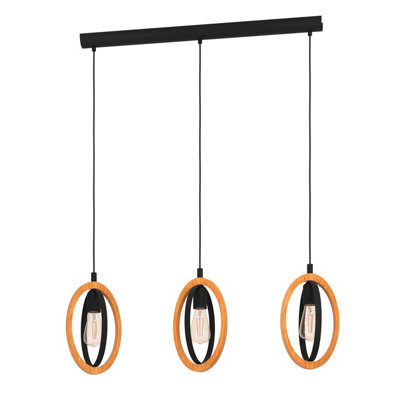 EGLO 3 Set Pendant E27 Black Wood BASILDON (21)