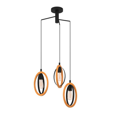 EGLO 3 Set Pendant E27 Black Wood BASILDON (21)