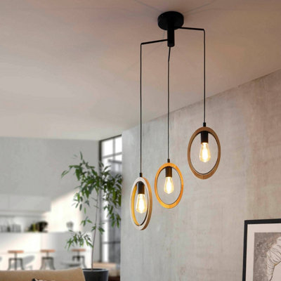 EGLO 3 Set Pendant E27 Black Wood BASILDON (21)