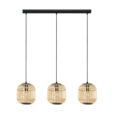 EGLO 3 Set Pendant E27 Black Wood BORDESLEY