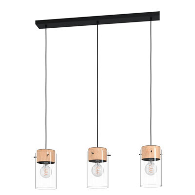 EGLO 3 Set Pendant E27 Black Wood MADRESELVA (21)