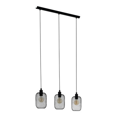 EGLO 3 Set Pendant E27 Black WRINGTON (21)