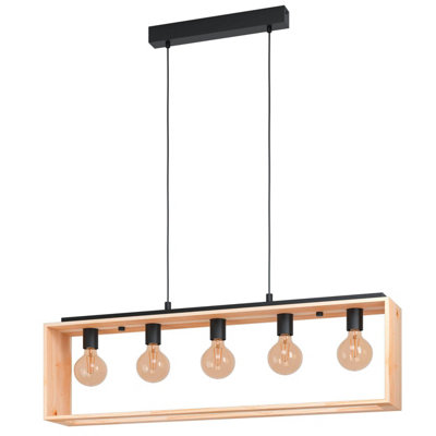 EGLO 5 Set Pendant E27 Black Wood FAMBOROUGH (21)