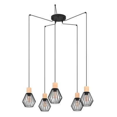 EGLO 5 Set Pendant E27 Black Wood PALMORLA (21)