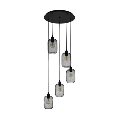 EGLO 5 Set Pendant E27 Black WRINGTON (21)