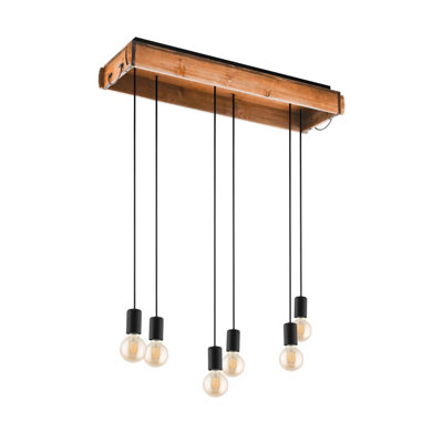 EGLO 6 Set Pendant Black Wood WOOTTON (21)