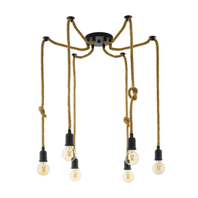 EGLO 6 Set Pendant E27 Black Rope RAMPSIDE (21)