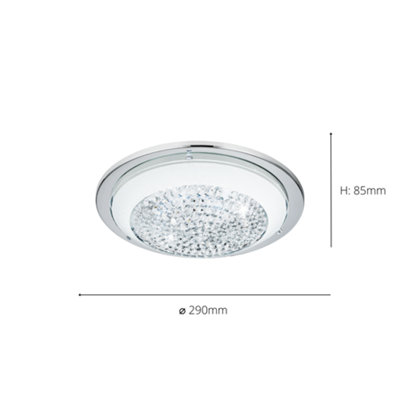EGLO Acolla Clear And White Glass And Metal Integrated LED Ceiling Flush Fitting , (D) 29cm