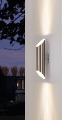 EGLO Agolada Stainless Steel Metal IP44 Integrated LED Outdoor Wall Light, (D) 7.5cm Dia