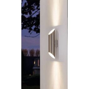 EGLO Agolada Stainless Steel Metal IP44 Integrated LED Outdoor Wall Light, (D) 7.5cm Dia