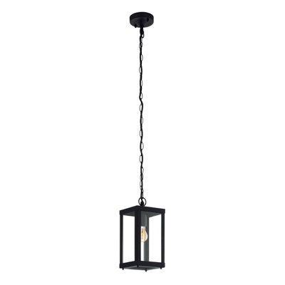 EGLO Alamonte 1 Black And Clear Glass And Metal 1 Light Hanging Pendant, (D) 15cm