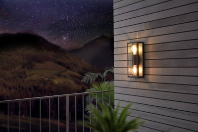 EGLO Alamonte 1 Black Metal IP44 Outdoor Wall Light, (D) 15cm