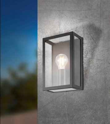 EGLO Alamonte 1 Black Metal IP44 Outdoor Wall Light, (D) 17cm