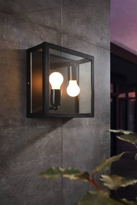 EGLO Alamonte 1 Black Metal IP44 Outdoor Wall Light, (D) 29cm