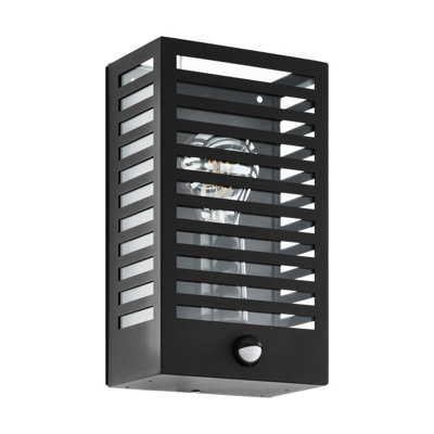 EGLO Alamonte 3 Black Steel Caged IP44 Outdoor Wall Light, (D) 10cm