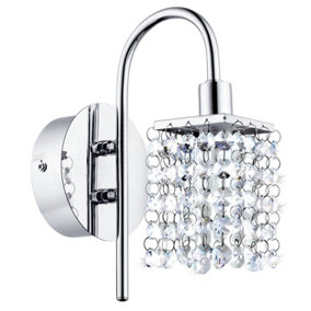 EGLO Almonte Chrome And Clear IP44 Bathroom Wall Light, (D) 17cm
