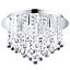 EGLO Almonte Clear And Chrome Crystal And Metal 4 Light (Inclusive) Flush Ceiling Fitting, (D) 35cm