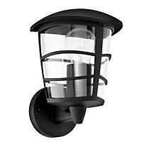 EGLO Aloria Black And Clear Metal And Plastic IP44 Outdoor Wall Light, (D) 17cm