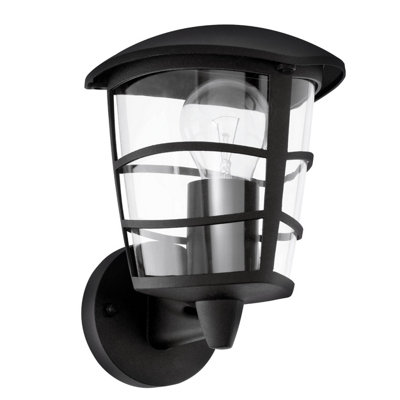 EGLO Aloria Black And Clear Metal And Plastic IP44 Outdoor Wall Light, (D) 17cm