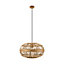 EGLO Amsfield Natural Wicker 1 Light Ceiling Pendant, (D) 38cm