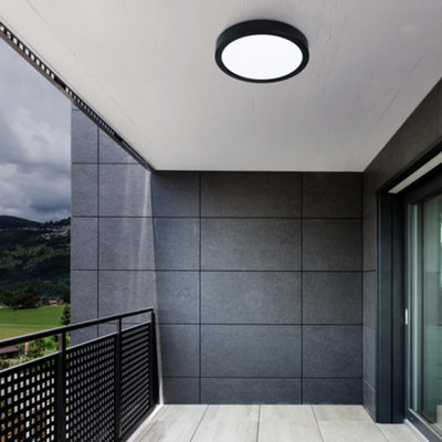EGLO Argolis 2 Black Metal LED Outdoor Surface Light, Minimalist Design (H) 30mm