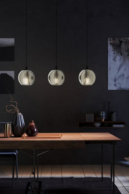 EGLO Ariscani Smoked Glass Modern Three Light Pendant