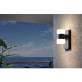 Eglo Atollari Black And White Metal And Plastic IP44 Integrated LED Outdoor Wall Light, (D) 10cm