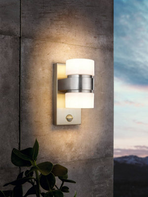 EGLO Atollari Stainless Steel Cylindrical IP44 Integrated LED Outdoor Wall Light, (D) 10cm