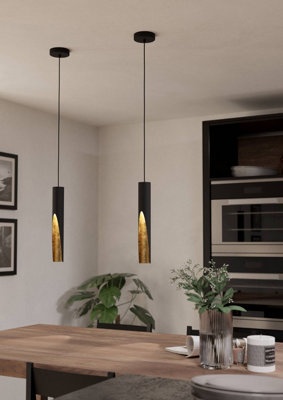 EGLO Barbotto Black & Gold Steel Modern Pendant Light