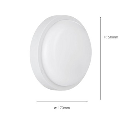Eglo Basic Boschetto-E Round White Plastic Eco Friendly Outdoor Wall/Ceiling Light, (D) 17cm