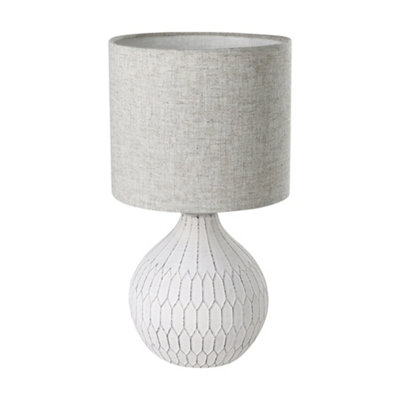 EGLO Bellariva 3 White Ceramic & Fabric Shade Table Lamp