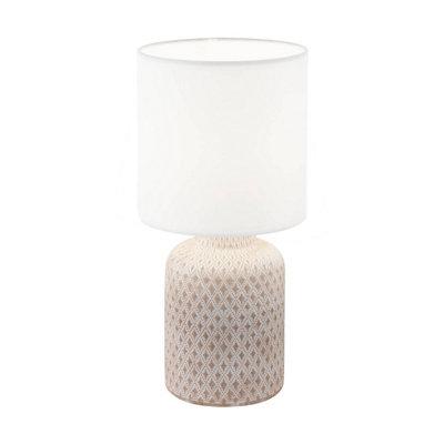 EGLO Bellariva Natural And White Ceramic And Fabric Table Lamp, (D) 15.5cm