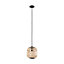 EGLO Bordesley 1-Light Natural Bamboo and Black Metal Single Pendant Ceiling Light (D) 21cm