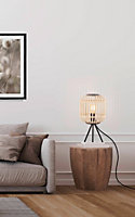 EGLO Bordesley Natural Bamboo Tripod Table Lamp (IP20) - Retro Style (D) 21cm