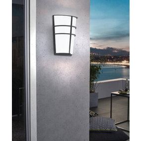 Eglo Breganzo Grey And White Metal And Plastic IP44 Integrated LED Outdoor Wall Light, (D) 18cm