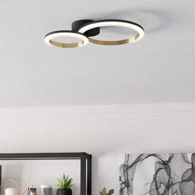 EGLO Calliera Black & Brass Steel LED Circle Modern Ceiling Light