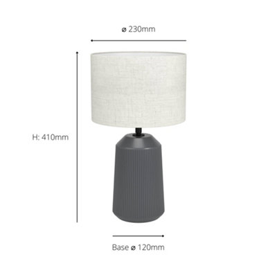 EGLO Capalbio Grey Ceramic/White Fabric Ribbed Table Lamp