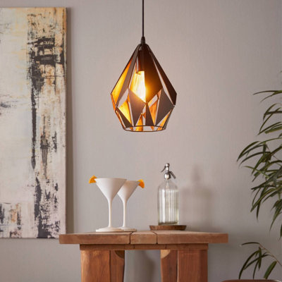 EGLO Carlton 1 Black/Copper Single Pendant Light