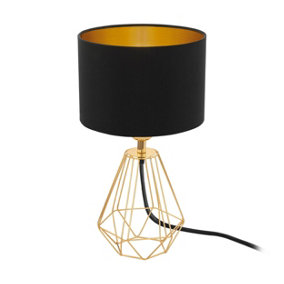 Eglo Carlton 2 Black And Gold Metal And Fabric Table Lamp, (D) 16.5cm