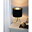 EGLO Carlton 2 Black And Gold Metal And Fabric Table Lamp, (D) 16.5cm