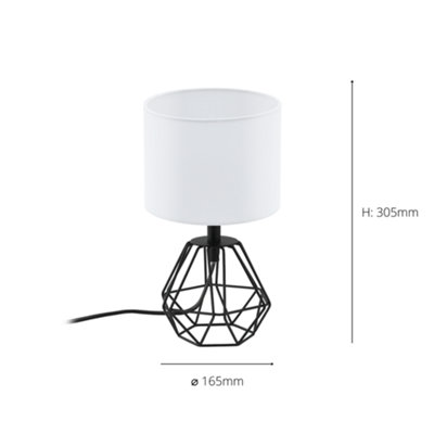EGLO Carlton 2 Black And White Metal And Fabric Table Lamp, (D) 16.5cm