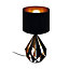 EGLO Carlton 5 Black/Gold Metal Table Lamp - Geometric Design, Fabric Shade, In-Line Switch (D) 25cm