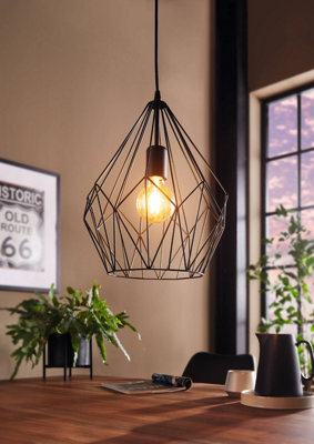 EGLO Carlton Black Metal 1 Light Ceiling Pendant, (D) 31cm